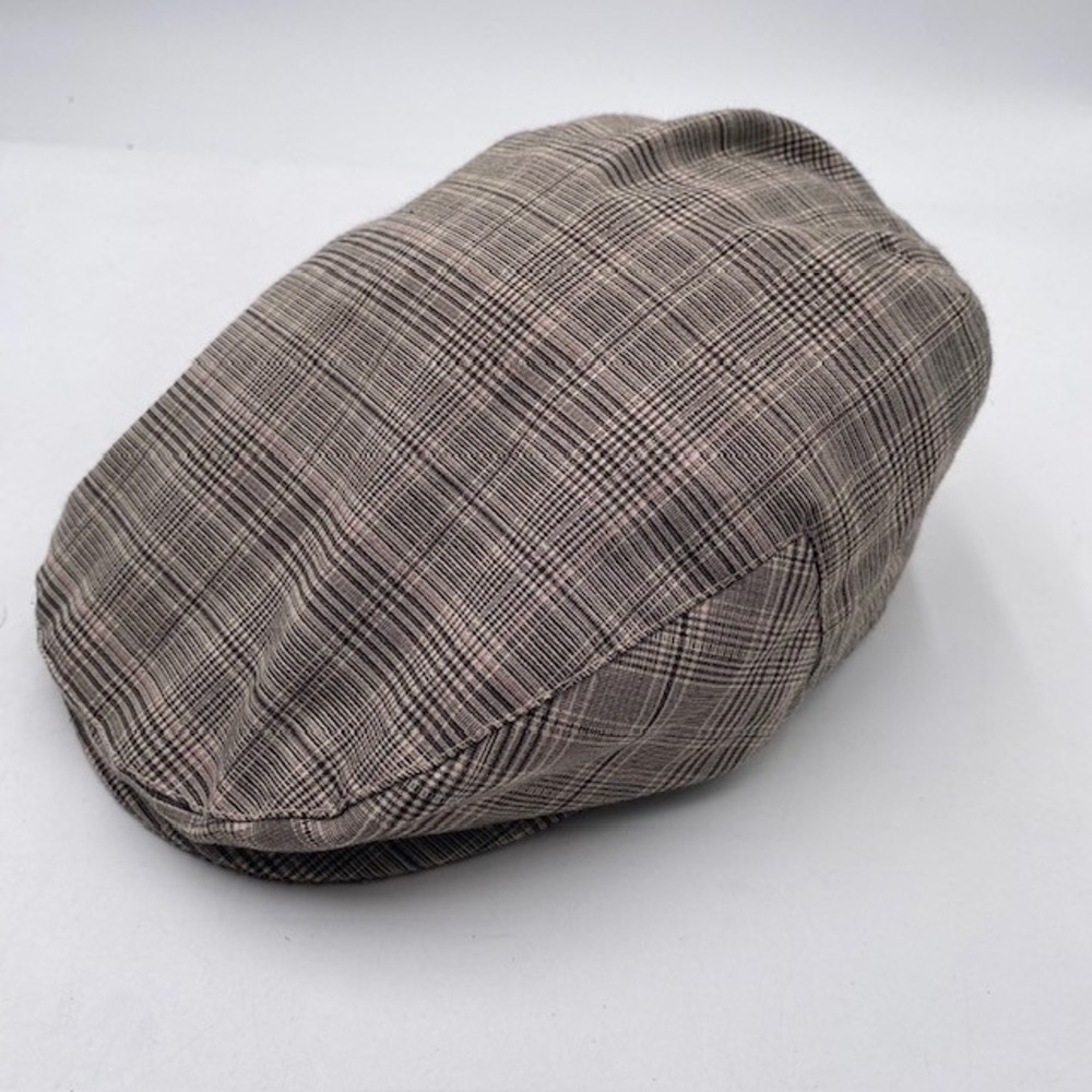 Bigalli Ivy Cap Flat Hat Mens Large Brown Glen Plaid Newsboy Driving BIGA22051